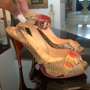 Christian Louboutin Snakeskin Ankle Strap Heels